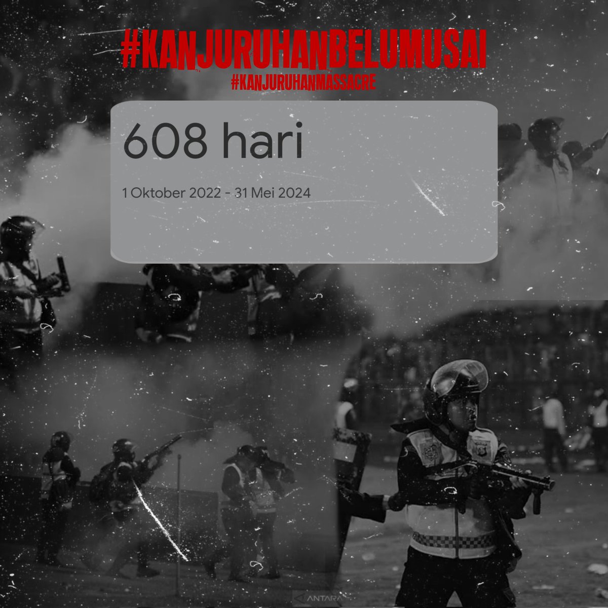 608 hari, statusnya masih mengambang. 
Semoga tak ada lagi nyawa yang melayang. 

#UsutTuntasTragediKanjuruhan
#KanjuruhanBelumUsai
#KanjuruhanMassacre