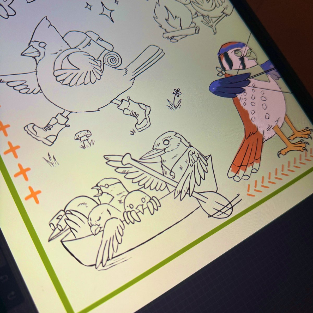 birds in a canoe. this is the tweet.