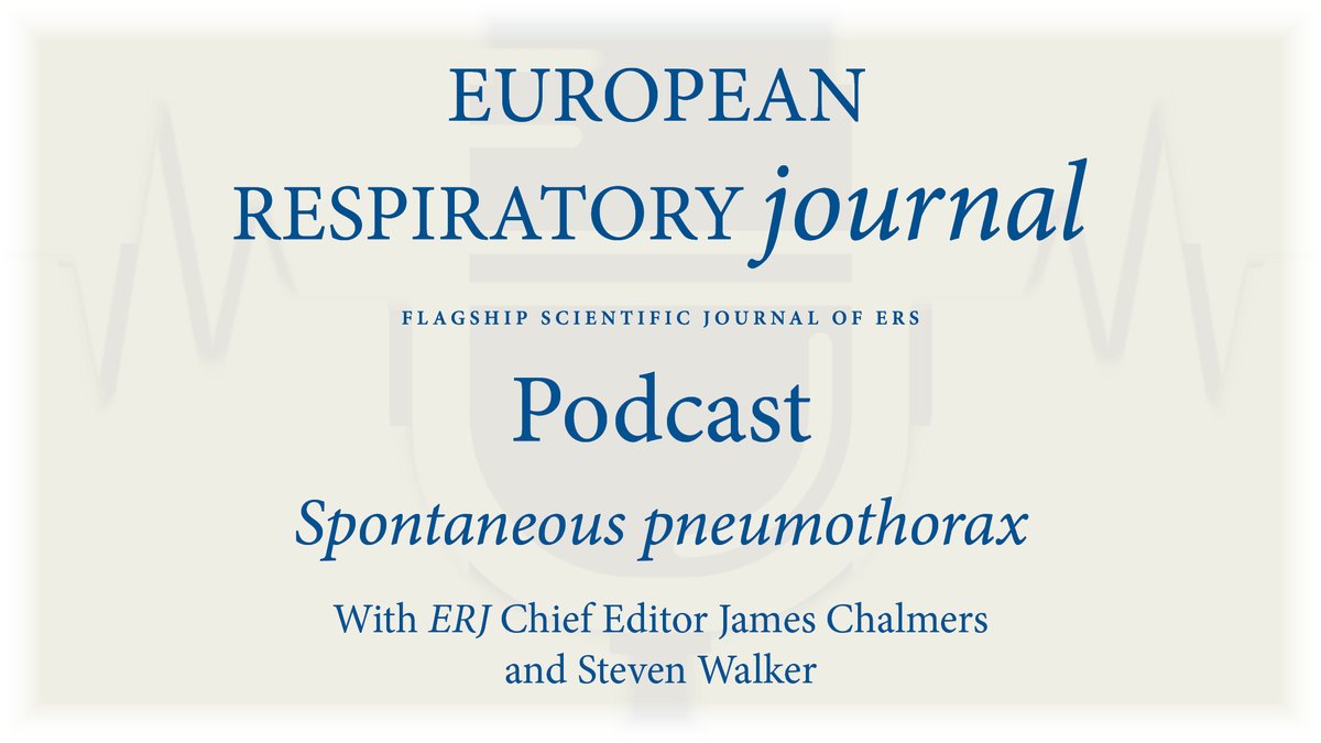 ERJ Podcast: Chief Editor @ProfJDChalmers interviews Dr Steven Walker about the joint ERS/EACTS/ESTS clinical practice guidelines on adults with spontaneous pneumothorax. Listen: bit.ly/3yEnFA1 @ERSpublications