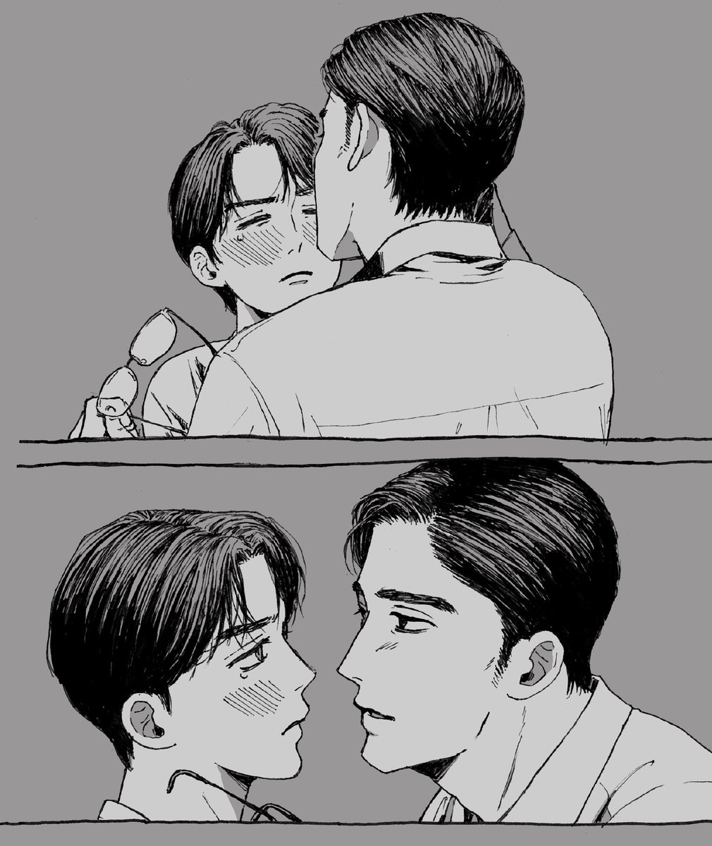 ritsu_uk1472_kf's tweet image. 【狂聡】
お酒飲んで連れて帰ってぐずられて、嗜めて帰す前に、
「俺もその気やで」
「連絡、待ってる」の意思表示💋をしたと私も思いました！
キッスまでが遠足とフォロワさんからもリクエストいただきましたので、蛇足かと存じますが描きました！
たくさん見てもらえて嬉しかったです😊