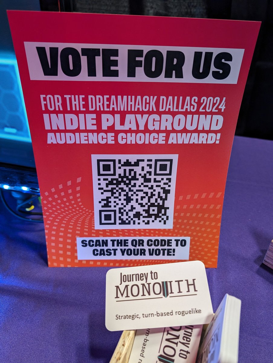 Hey! Once you check out all the awesome indie games here at #DHDallas indie playground, vote for your favorite! (I41 Journey to Monolith) :)