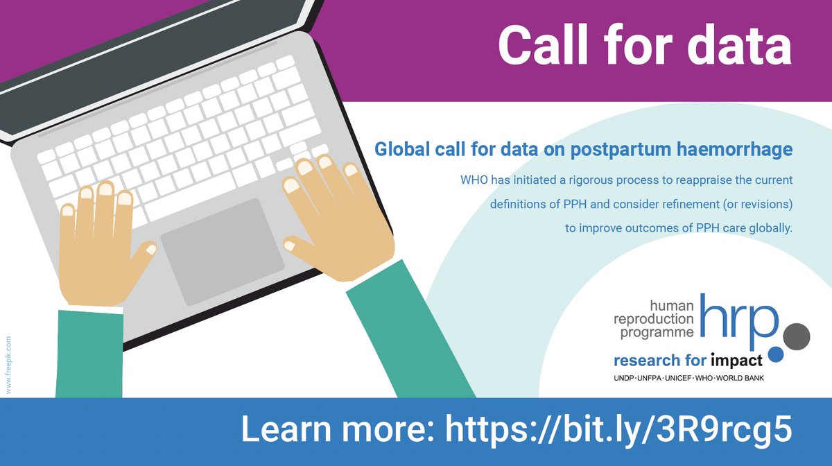 Do you have data on #PPH? @WHO has issued the first global call for PPH #data, as part of a process to reappraise the definition of postpartum haemorrhage. Apply by 28 June: bit.ly/3R9rcg5