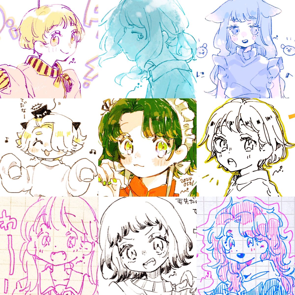 #今月描いた絵を晒そう
ややバタバタとしていたのでらくがき中心🟡
どんどん絵がむちむちになってきて楽しい〜! 
