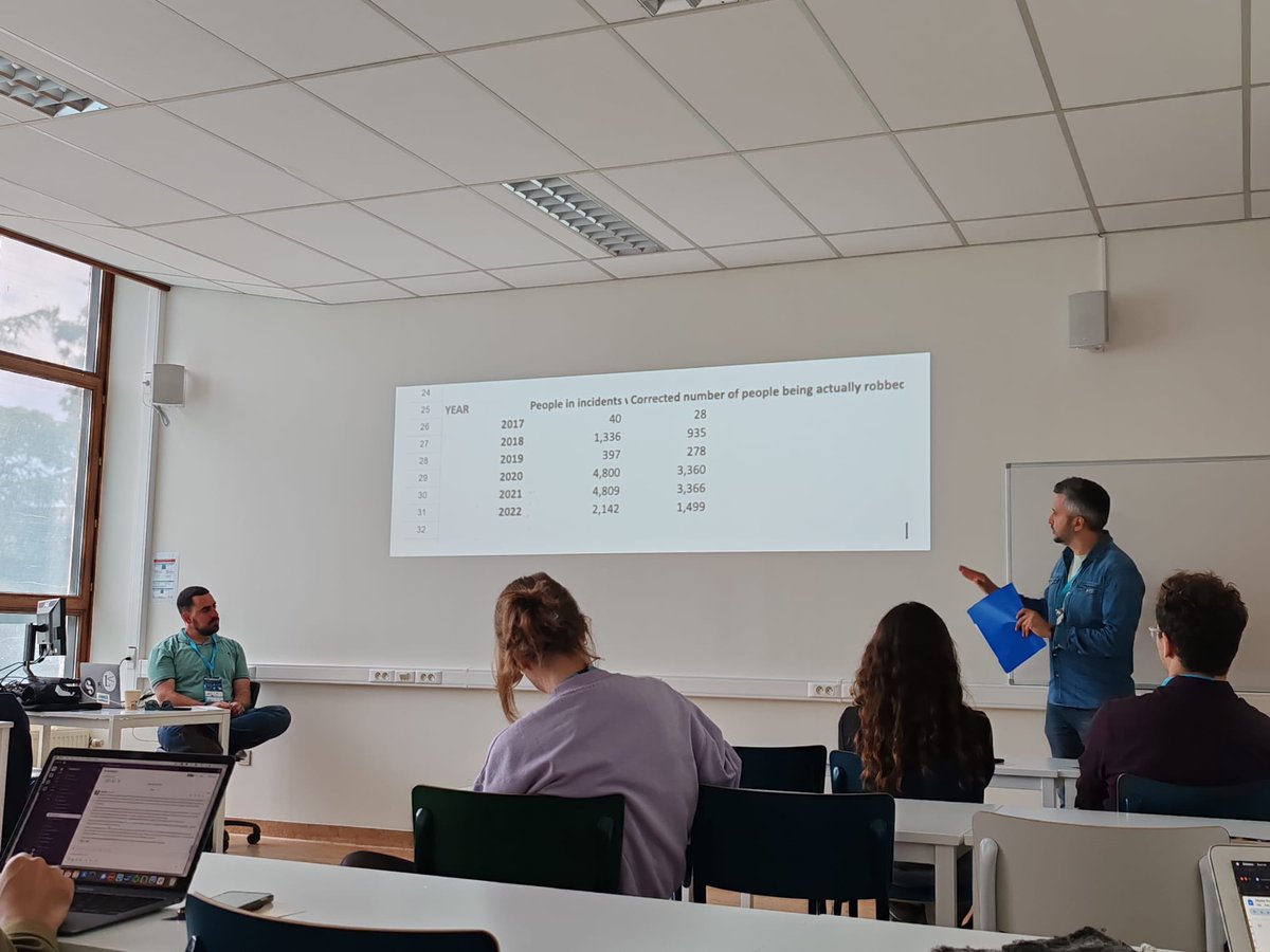 With my great colleague @Malichudis at @DataharvestEIJC explaining how, with limited data, we manage to build a story on #Greece’s border guards stealing more than 2 million € from migrants. In @el_pais elpais.com/internacional/… In @we_are_solomon wearesolomon.com/mag/format/inv…