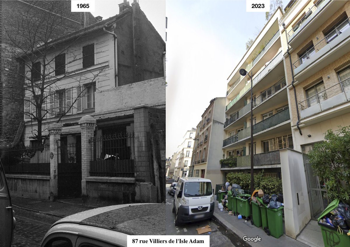 Les ravages des années 70, quartier du Père-Lachaise (Paris 20ᵉ) :

➡️Démolition totale d’un pavillon érigé au XIXᵉ siècle.

➡️Construction d’un immeuble d’habitation (30 logements).

#saccageparis