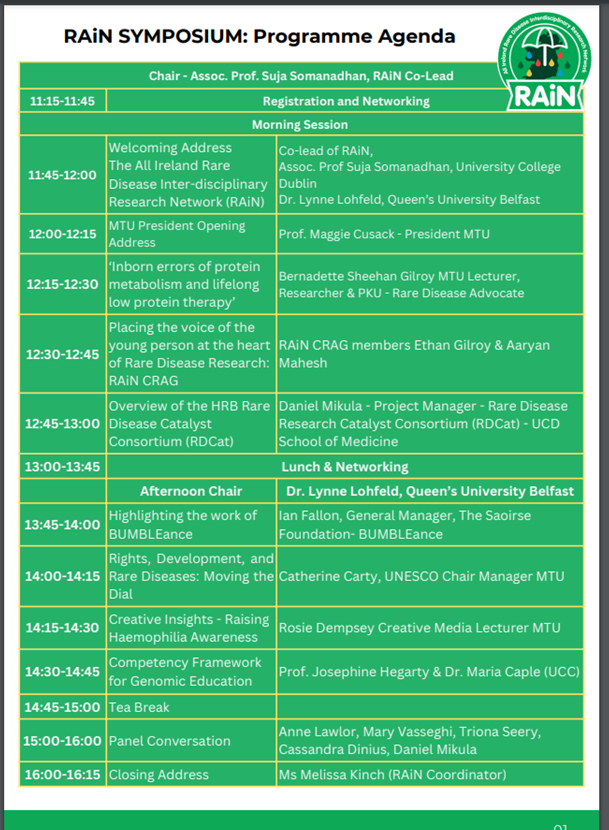 RAiNAllIreland's tweet photo. We cordially invite you to the RAiN Symposium on June 10, 2024, at @ittralee. Discover the incredible work supporting those living with rare diseases in the South of Ireland. Registration is required
🔗 https://t.co/aIMVjdrLWb
#RareDiseases #RAiN #MTUTralee #Healthcare https://t.co/hvXds5qFNz