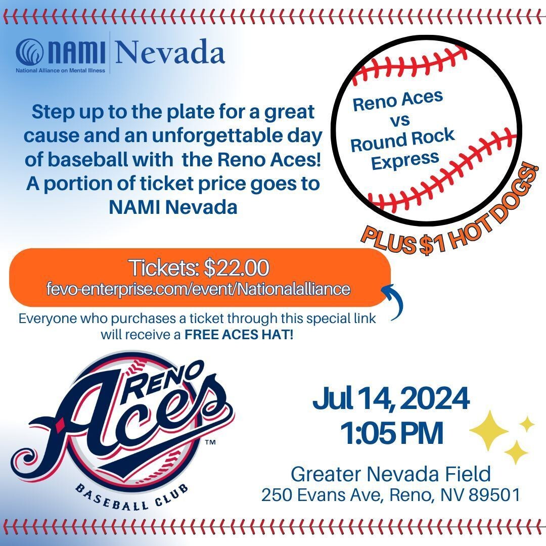 NAMI_Nv's tweet image. ⚾ Join us as the Aces go head-to-head with The Round Rock Express, the Triple-A Affiliate of the Texas Rangers.

Jul 14, 1:05 PM PDT
Greater Nevada Field
250 Evans Ave, Reno, NV 89501, US

#baseballforacause #homerunforhope @renoaces