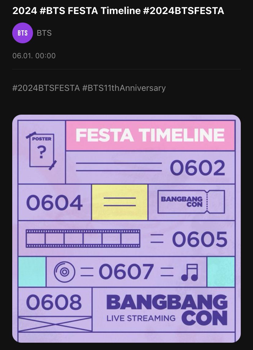 OMG VAMOS A TENER UN BANGBANGCON PARA EL FESTA DE ESTE AÑO 😭😭😭😭😭

#2024BTSFESTA #BTS11thAnniversary