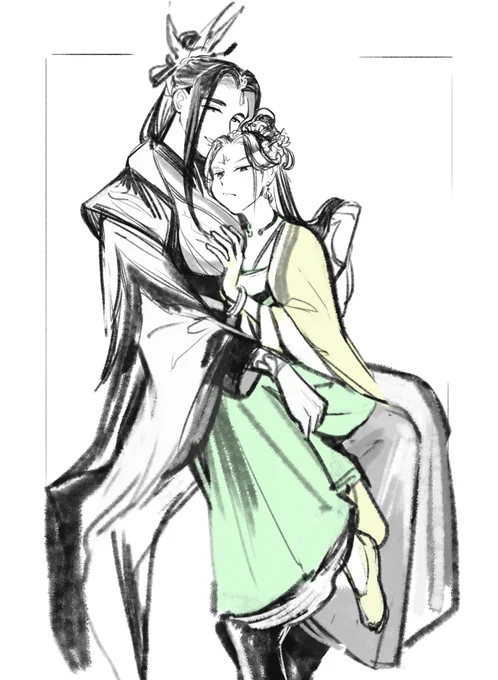 [wip]...couldn't work on much due to some bad chicken KO-ing me but suddenly had the thought...that these two would fit the series I was working on  