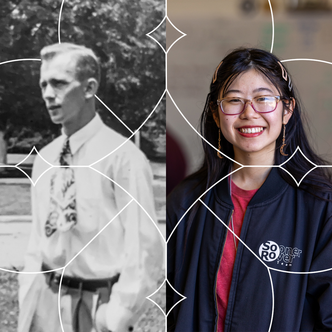 #OUAlumni Myron Oakes (BS '49) created a lasting legacy through a scholarship in his name, awarded to engineering students like Oklahoma's own Yuki Zheng. Read more about the tradition of excellence that lives on in Oakes' name. 🔗bit.ly/3JZD1Sj