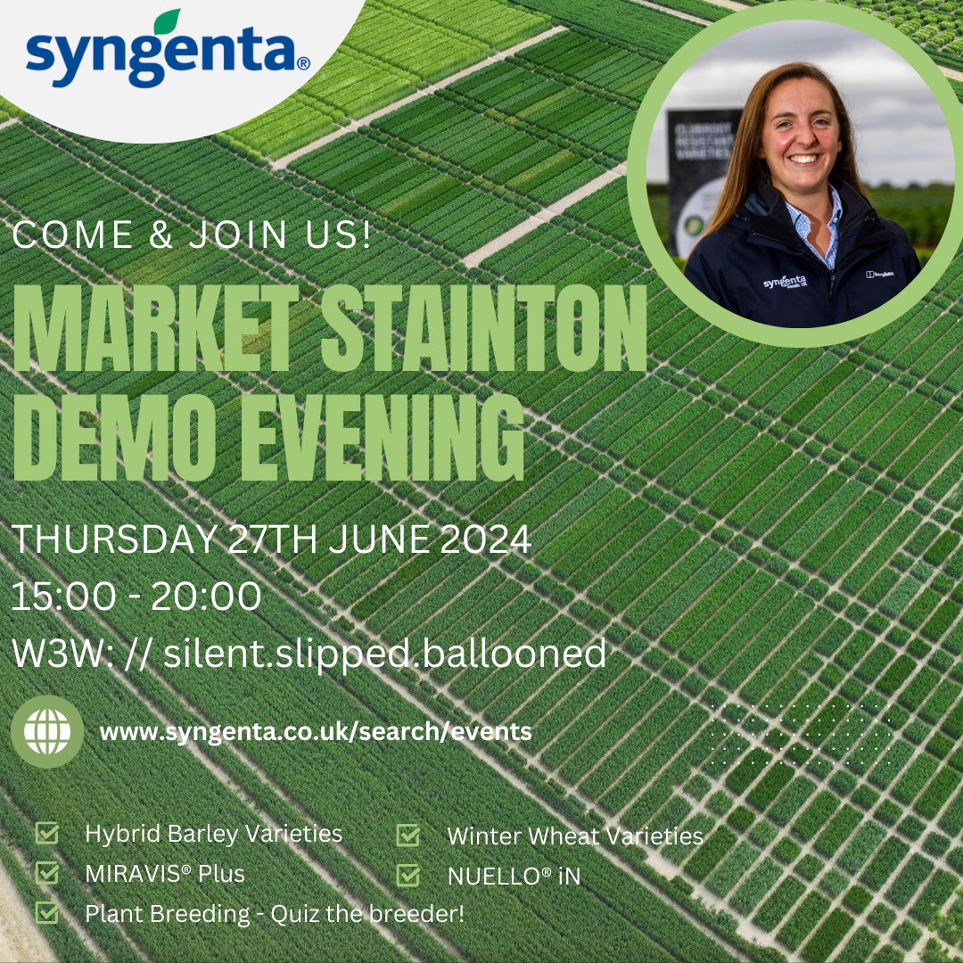Join our extensive demo plots in Market Stainton with #SYNGENTA Area Manager Henrietta Wells on June 27th for a chance to quiz our breeders &amp; learn more about exciting new products, MIRAVIS® Plus &amp; BYDV resistant #hybridbarley #SYKESTREL. Sign up here 👉 syngenta.co.uk/field-meeting/…
