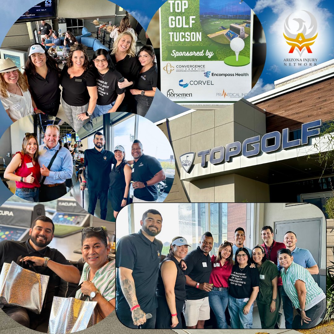 AzInjuryNetwork's tweet photo. Arizona Injury Network had a great time attending Top Golf tucson networking event! Thank you for putting on a great time, we cant wait for the next tee off! #topgolfevents #sponsors #tucsonevents #arizonainjurynetwork https://t.co/WobvhpJScP