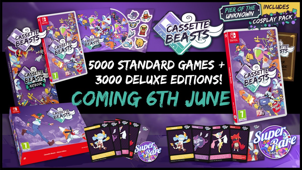 Get ready for...CASSETTE BEASTS! 📼

Jump into the world of New Wirral, record awesome monsters with your retro tape and gain their abilities! 

Coming 6th June, with 8000 copies! 🍬