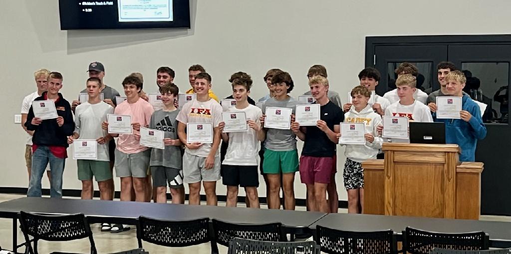 CoachHarms1's tweet image. The IFA Men&apos;s Track Team Earned the Distinguished Academic Achievement Award for Team GPA (3.25-4.00) from the IAHSAA #IFACadetPride #TrackSmart
