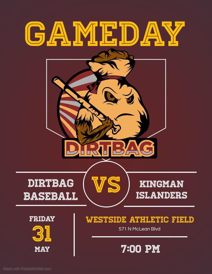 Jayhawk League action kicks off tonight as the Kingman Islanders come to town for a 7:00pm game! Come out to Westside Athletic Field and support the Dbags!