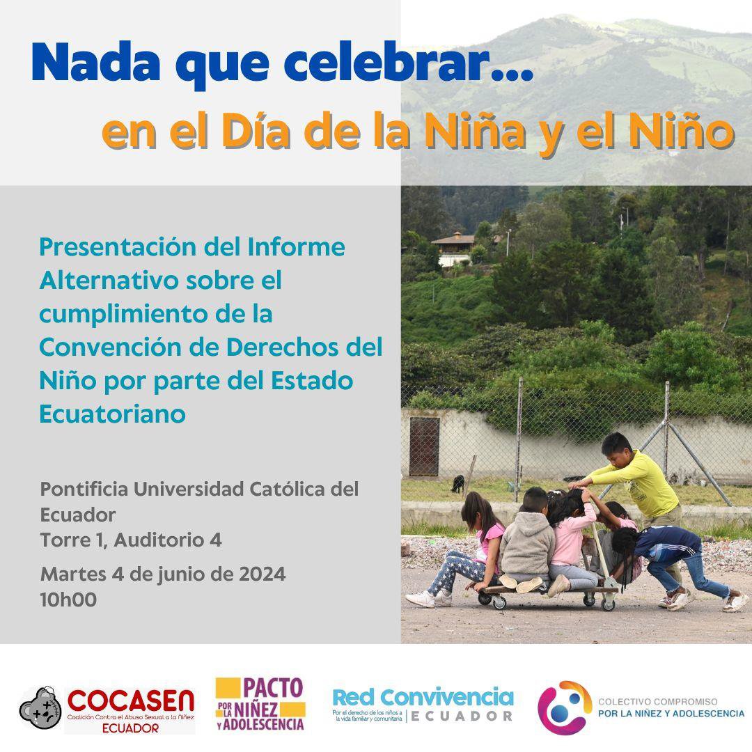 #1DeJunio | Ecuador: En el día de la niña y el niño, #NadaQueCelebrar

Más de 370.000 niños trabajan, lo que violenta su derecho a estar protegidos de la explotación económica y cualquier trabajo que sea peligroso o entorpezca su educación (Art. 32 Convención Derechos del Niño)