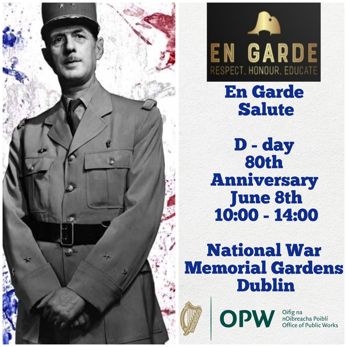 With the Irish National War Memorial Gardens and the WW2 club we have a day of re-enactment in honour of the 80th anniversary of D-Day on Saturday 8th June. Happening in the Gardens near the Temple by the river from 10am to 2pm. #history #heritage @opwireland @HeritageIreOPW