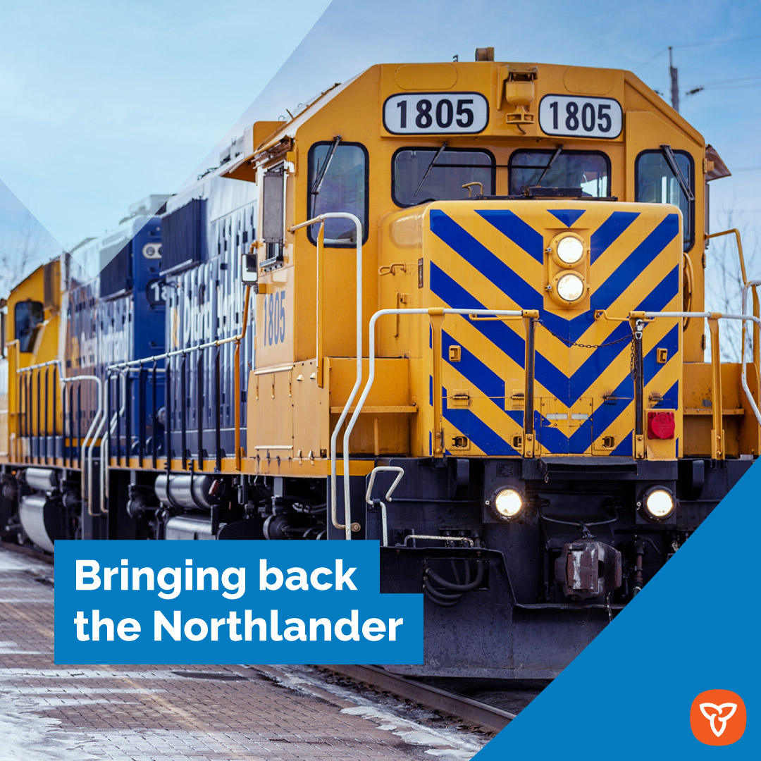 The Ontario government is delivering on its promise to bring back northeastern passenger rail service!

We’ve awarded 3 contracts to design and manufacture nine new station shelters, enhance rail safety and complete warning system upgrades. 

Learn more:  news.ontario.ca/en/release/100…