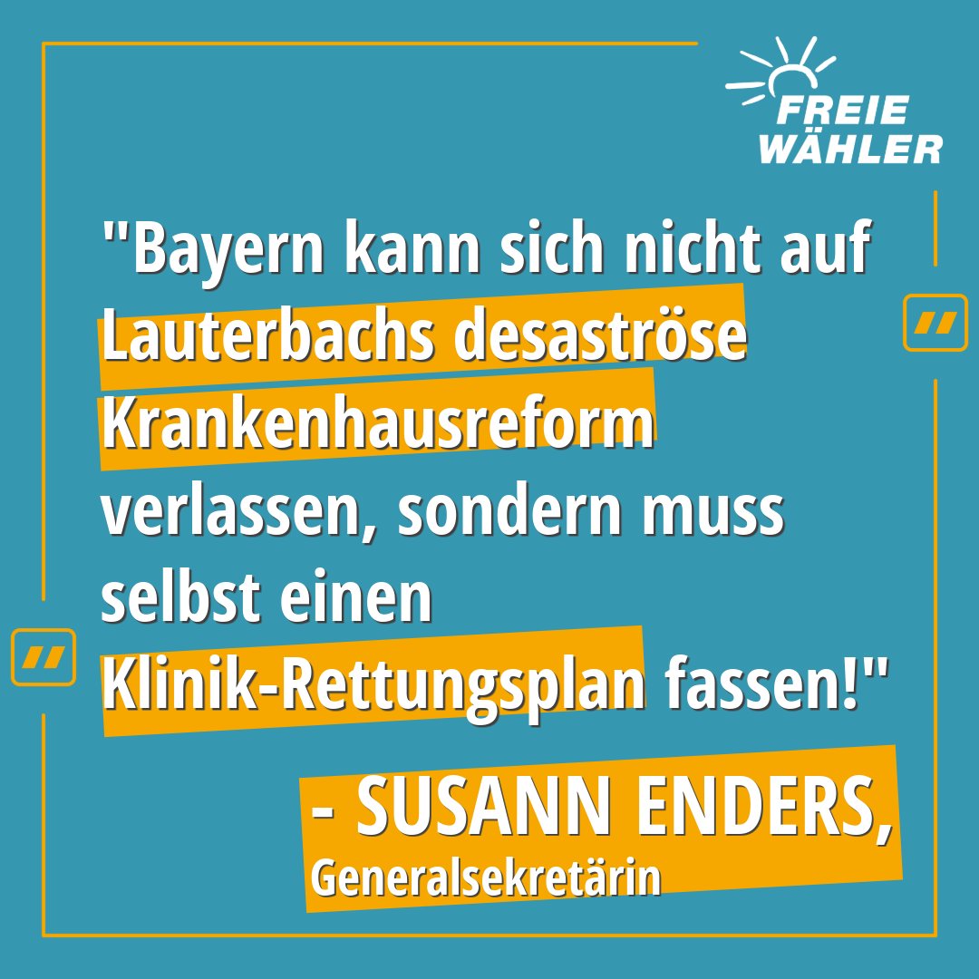 😤 Uns läuft die Zeit davon! #Krankenhausreform von #Lauterbach kommt zu spät. @EndersSusann, Generalsekretärin #FREIEWÄHLER #Bayern, sagt: 'Bis zur Umsetzung werden viele #Krankenhäuser bankrott sein, #Bayern muss selbst handeln‼️' 👉Was es braucht: lmy.de/QxyEg 👈