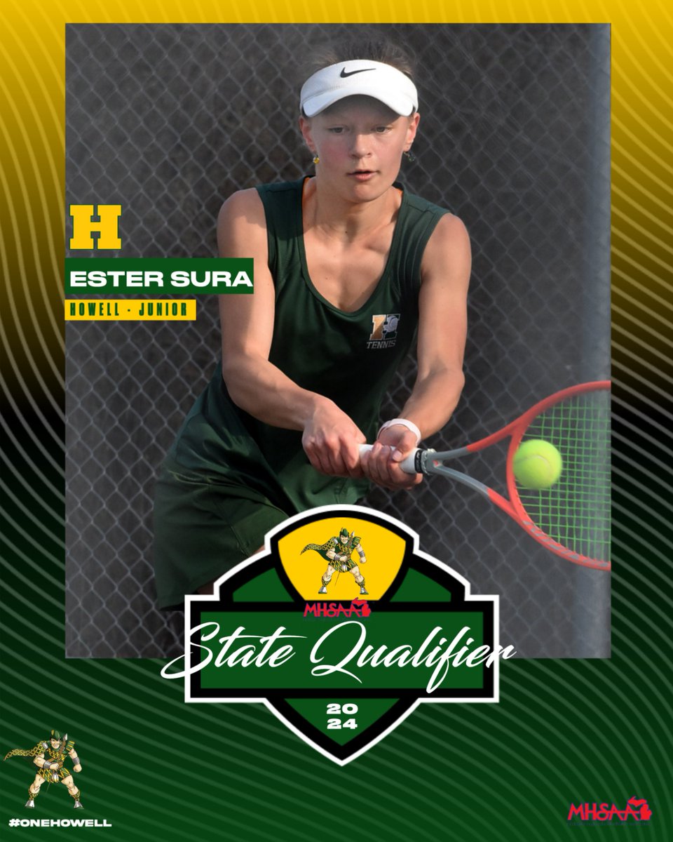 Good luck to Howell Junior, Ester Sura! Ester enters the D1 Tennis State Finals as the no. 5 seed and will play her first match today in Midland. #OneHowell