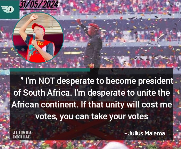 Congratulations President Julius Malema. Even if Cyril Ramaphosa wins in South Africa, We all understand South Africans want you to Unite the African Continent