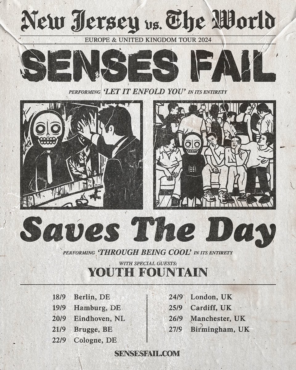 Youth Fountain (@youthfountain_) on Twitter photo Manifested touring with my favourite band. Cant wait to hit the road with @sensesfail and <a href="/savestheday/">ㅤSaves The Day</a> in EU & UK this fall! See you tonight Detroit 🤘bnds.us/daz9lv Manifested touring with my favourite band. Cant wait to hit the road with @sensesfail and <a href="/savestheday/">ㅤSaves The Day</a> in EU & UK this fall! See you tonight Detroit 🤘bnds.us/daz9lv