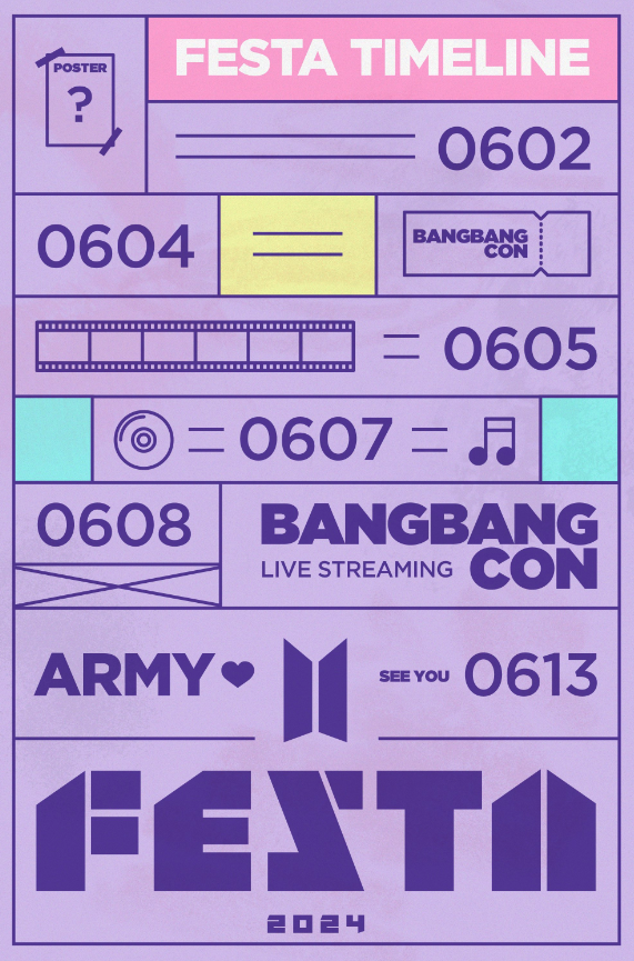 AboutMusicYT's tweet photo. BTS announces the 2024 FESTA. https://t.co/YUcRpCFSP7