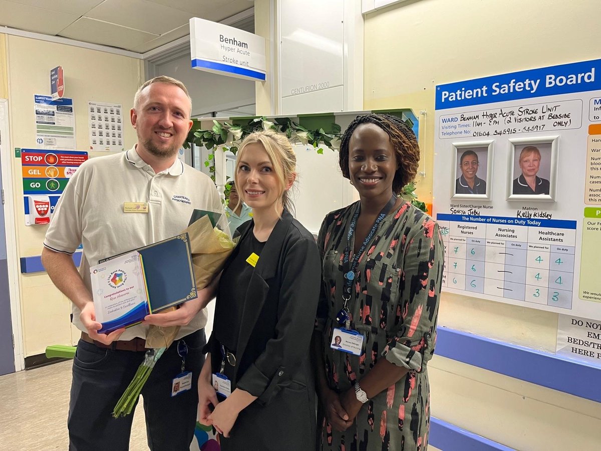 Congratulations to Richard, our amazing Clinical Lead Stroke Physiotherapist, who has received a ROSE Award for his contribution to the care of stroke patients and their families.

You can read the full nomination on the news section of our website: northamptongeneral.nhs.uk/News/Articles/…