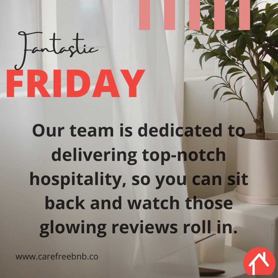 Calling all property owners and short-term rental hosts! At CarefreeBNB, we've got your back when it comes to delivering unforgettable hospitality.🏡✨

#CarefreeBNB #TopNotchHospitality #FiveStarService #GetawayGoals #TravelWithConfidence #CarefreeHospitality #HostWithConfidence