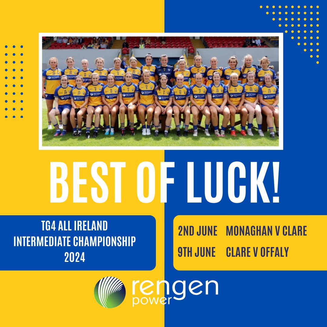 Rengen Power (@rengenpower) on Twitter photo As the main sponsor to the <a href="/Clarelgfa/">Clare LGFA</a> weâd like to wish the Team, Management and Backroom Staff the very best of luck as they begin their 2024 championship journey. Weâre with you all the way. Honâ the Banner! #serioussupport <a href="/LadiesFootball/">Ladies Football</a> <a href="/SportTG4/">SpĂłrt TG4</a> <a href="/MonaghanLGFA/">Monaghan LGFA</a> <a href="/OffalyLGFA/">Offaly LGFA</a> As the main sponsor to the <a href="/Clarelgfa/">Clare LGFA</a> weâd like to wish the Team, Management and Backroom Staff the very best of luck as they begin their 2024 championship journey. Weâre with you all the way. Honâ the Banner! #serioussupport <a href="/LadiesFootball/">Ladies Football</a> <a href="/SportTG4/">SpĂłrt TG4</a> <a href="/MonaghanLGFA/">Monaghan LGFA</a> <a href="/OffalyLGFA/">Offaly LGFA</a>