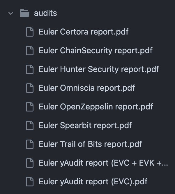 If someone finds a critical vulnerability in the Euler EVC code after all these audits, they will be remembered for a long time.

github.com/euler-xyz/ethe…