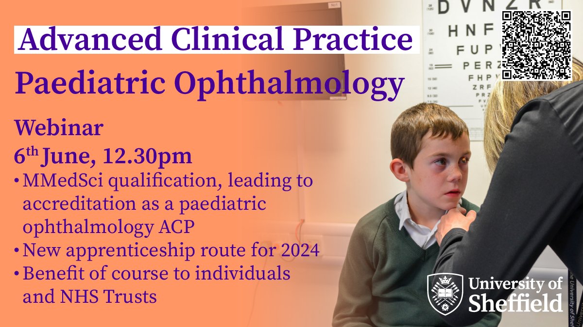 Want to progress your career as an advanced clinical practitioner in paediatric ophthalmology?
Join @CodinaCharlotte at 12.30 on 6 June for a webinar on our #ACP course, including our new #apprenticeship route.
Register⬇️ events.teams.microsoft.com/event/26c1e5db… @AHPNMApprentice @BIOS_Orthoptics