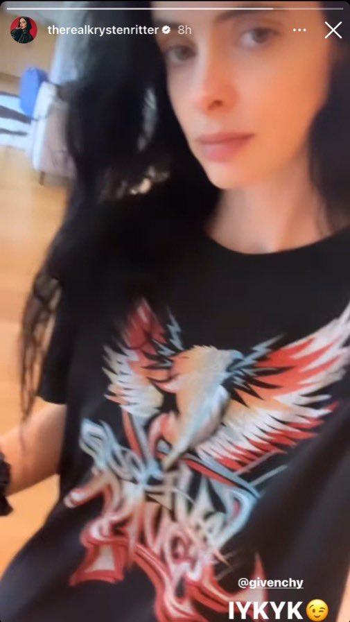 Krysten Ritter on the Instagram Story she shared while wearing a shirt from the ‘JESSICA JONES’ series: “It’s a great t-shirt. It's one of my favorites and I was wearing it. I was like, 'Oh, cute! Is anyone gonna recognize my shirt?' But yeah, I did notice that it made some