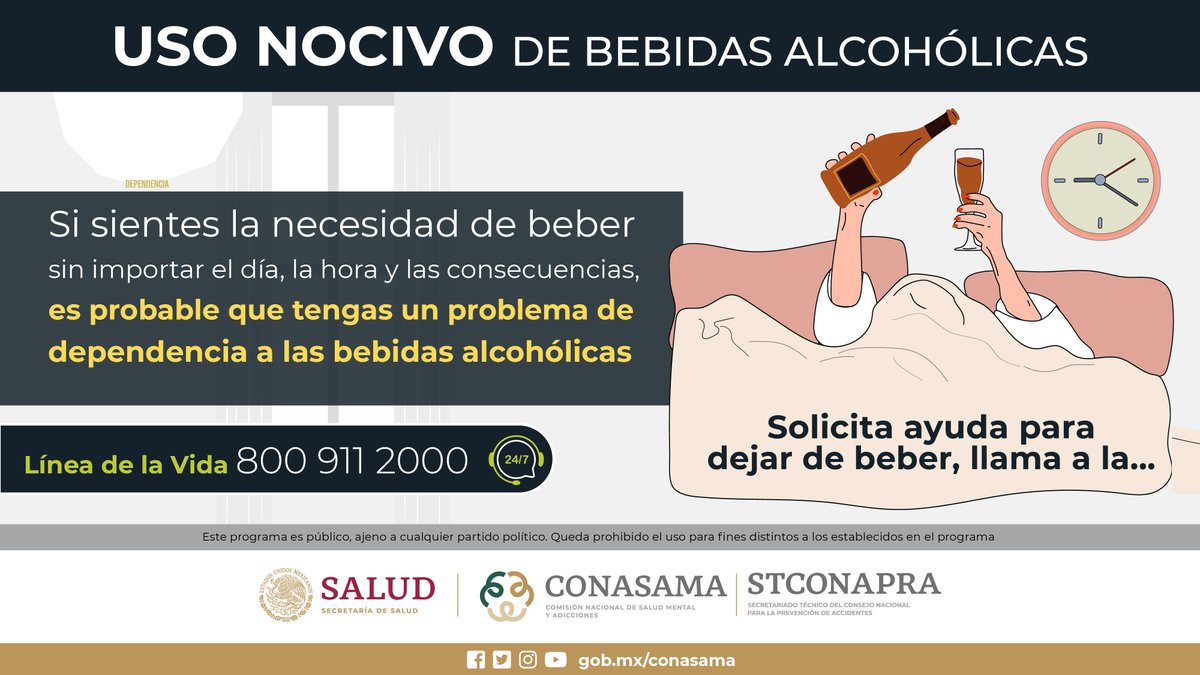 Si tienes problemas con el consumo de bebidas alcohólicas, recuerda que no estás solo/a. En la @LineaDe_LaVida📲800 911 2000 queremos ayudarte

#NosCuidamos
#PorLaSaludMental