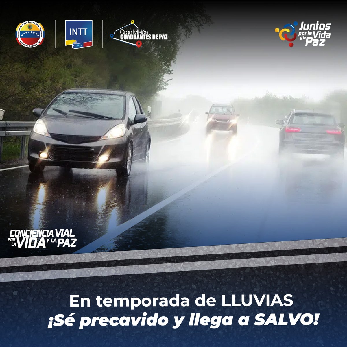 #SabíasQue | La distancia de frenado en un carro aumenta hasta un 40% en carretera mojada.
#AvanzandoConAmor