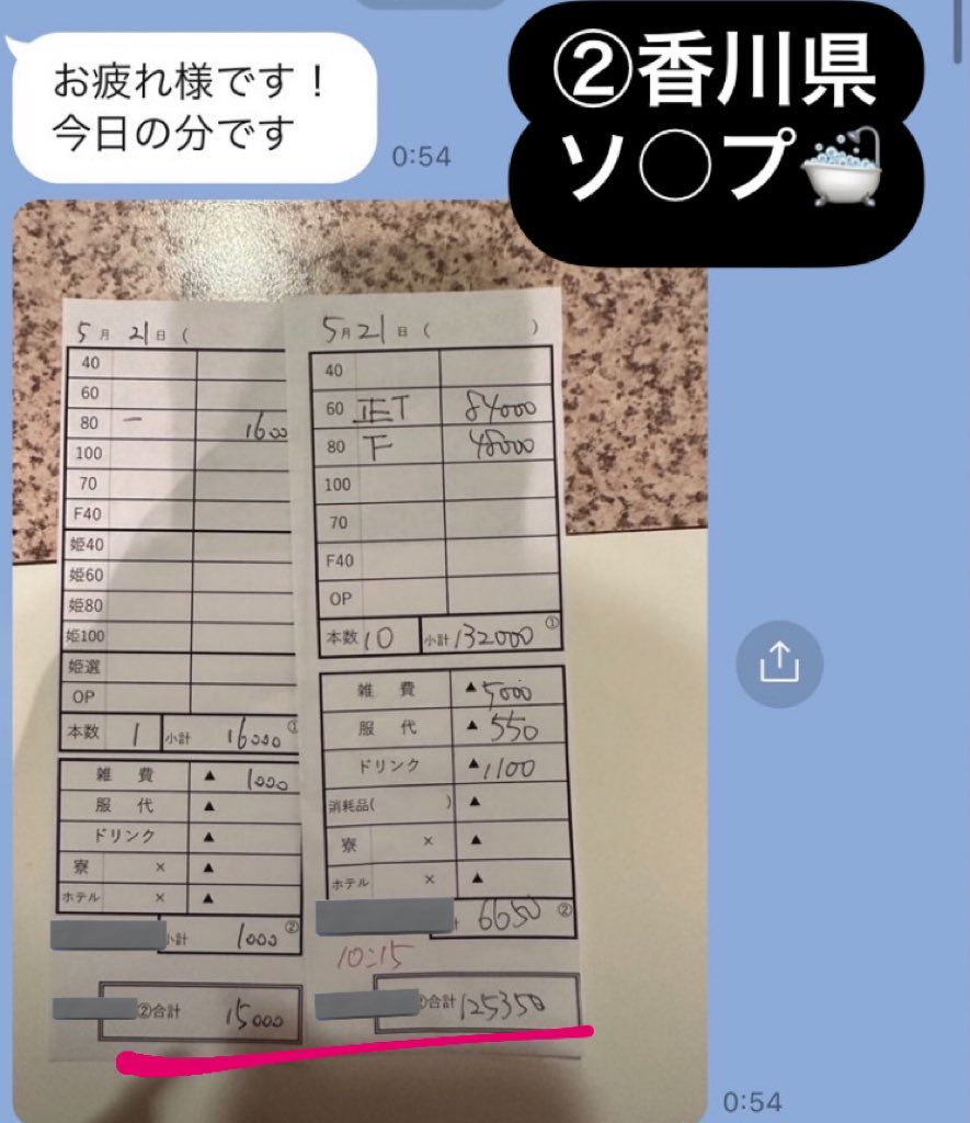 【女神の稼働報告】拡散枠1万円‼️ in🗣＼鹿児島県／ ●デ○ヘル🚗 ①5/24⇨✨¥91,000円✨ ※スペ105〜 ※寮雑費5千円 in🗣＼香川県／ ●ソ○プ🛁 ②5/21⇨✨¥140,350円✨ ※スペ100〜 ※マット無し可能 ✅写メ日が上手くない ✅どこ行っていいかわからない ↑この様な方は連絡ください🙆‍♂️