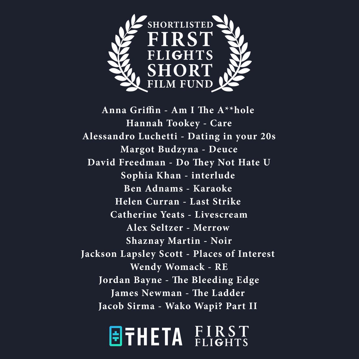 🎬 Excited to announce the shortlist for the First Flights x Theta Short Film Fund! Congratulations to the outstanding filmmakers advancing to the next stage! 🌟