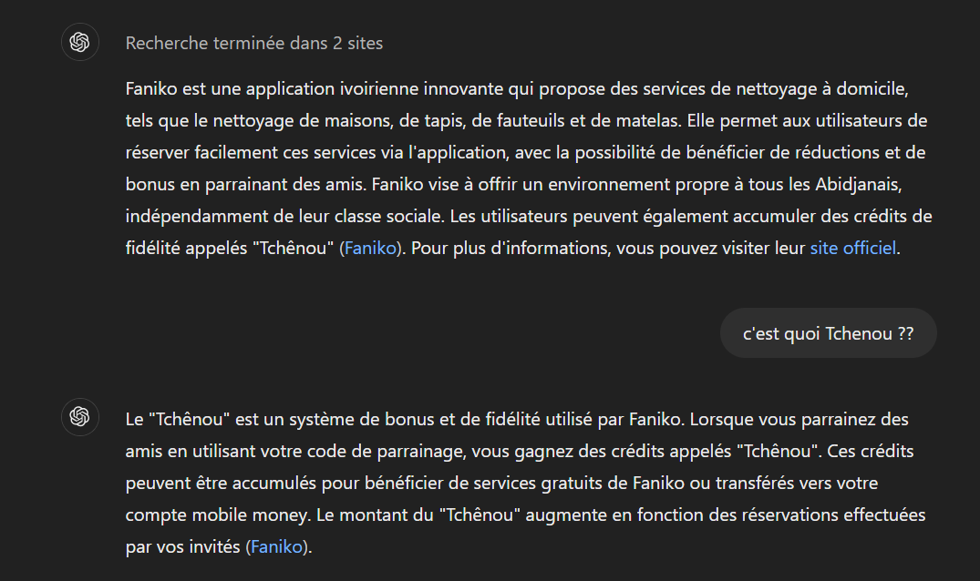 Angelodev2's tweet photo. Chat GPT même connaît ! 😊

#chatgpt #faniko #innovation #application #Definition
#tech https://t.co/peeCehpdUT