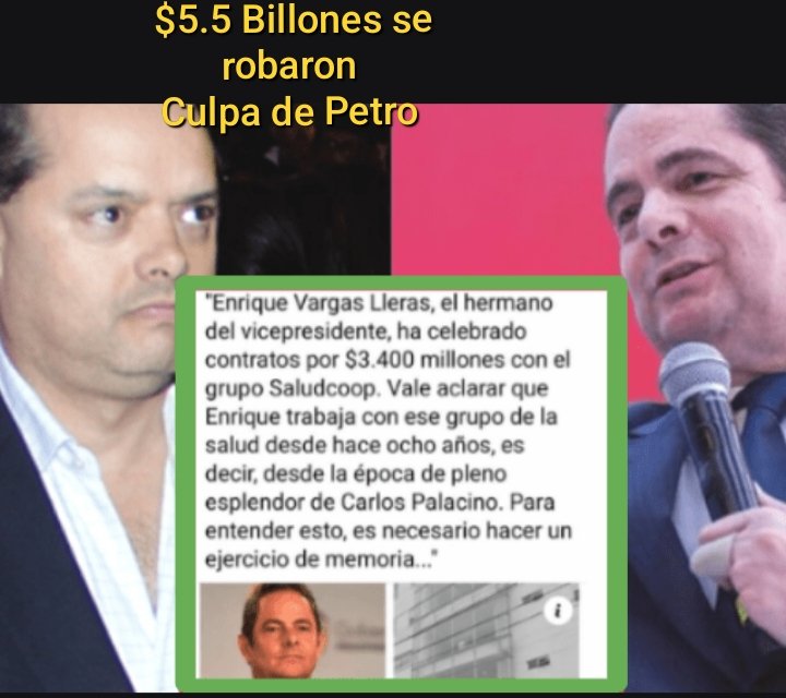 #CulpaDePetro #VargasLleras No fueron un $ Billón, fueron $5.5 billones #NuevaEPS