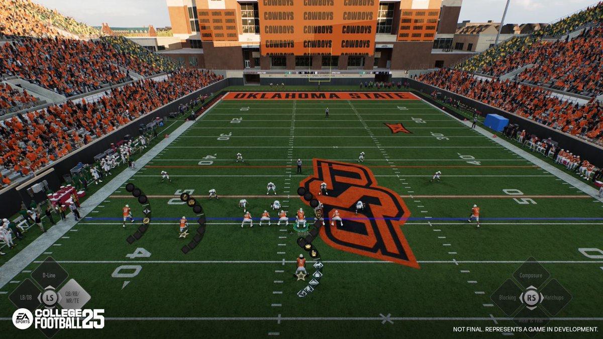 OKSTMart's tweet photo. Boone Pickens in EA College Football is a think of beauty... The detail is insane the closer you look 👀 https://t.co/QgRTrwd7No
