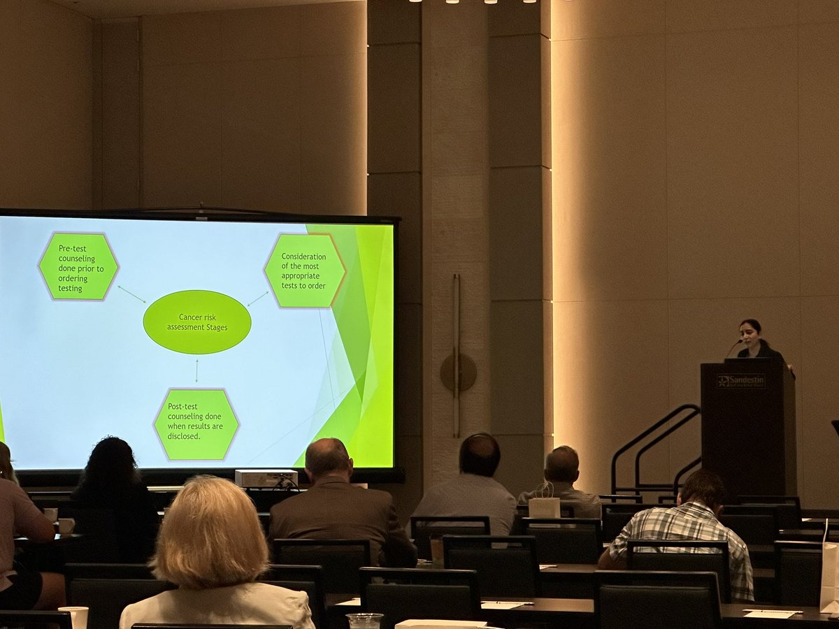 AustinOslock's tweet photo. Great genetics talk by Dr. Munir and CGC Ms. Gurganus at the @Alabama_ACP @MS_ACP state meeting!

Take aways:
1) Be vigilant for genetic screening in patients with family history of cancer <50yo
2) Don’t forget about other NCCN genetic screening recs: https://t.co/XuF2B1Pq8P https://t.co/RO6WNy44tT