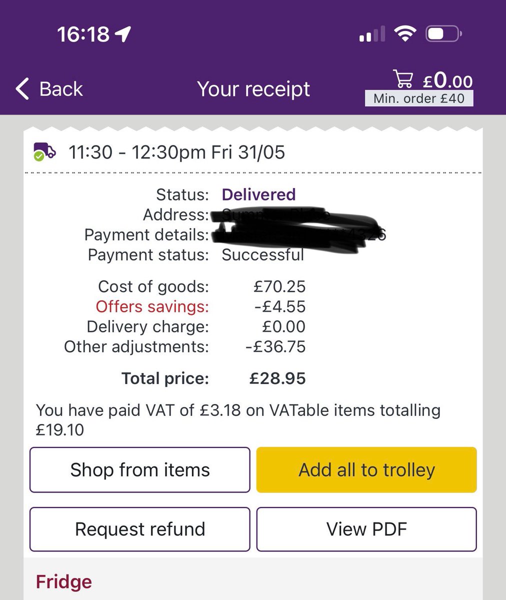 PrestigeSurrey's tweet photo. Can someone tell me if this is normal for @Ocado ?? Ordered a fridge full of food for the weekend, 90% didn’t arrive but I have some surface cleaner… not happy. https://t.co/uOQmxSMJVS