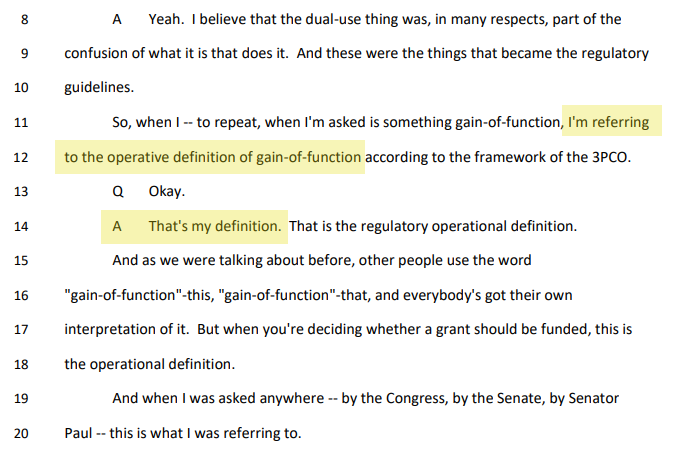 ✔️GAIN-OF-FUNCTION RESEARCH: Dr. Fauci repeatedly played semantics with the definition of “gain-of-function” research. This appears to be an effort to avoid conceding that the NIH funded this dangerous research in China.