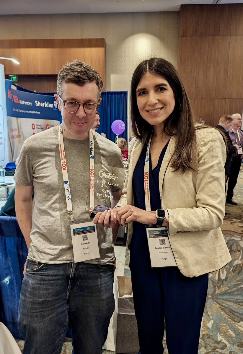 Sage Policy Profiles helps researchers trying to understand and demonstrate their value. This award is a reflection of that. Congrats to my colleagues at @Sage_Publishing, @Stew, & all the researchers discovering impact they didn’t know they were making. @ScholarlyPub #SSP2024