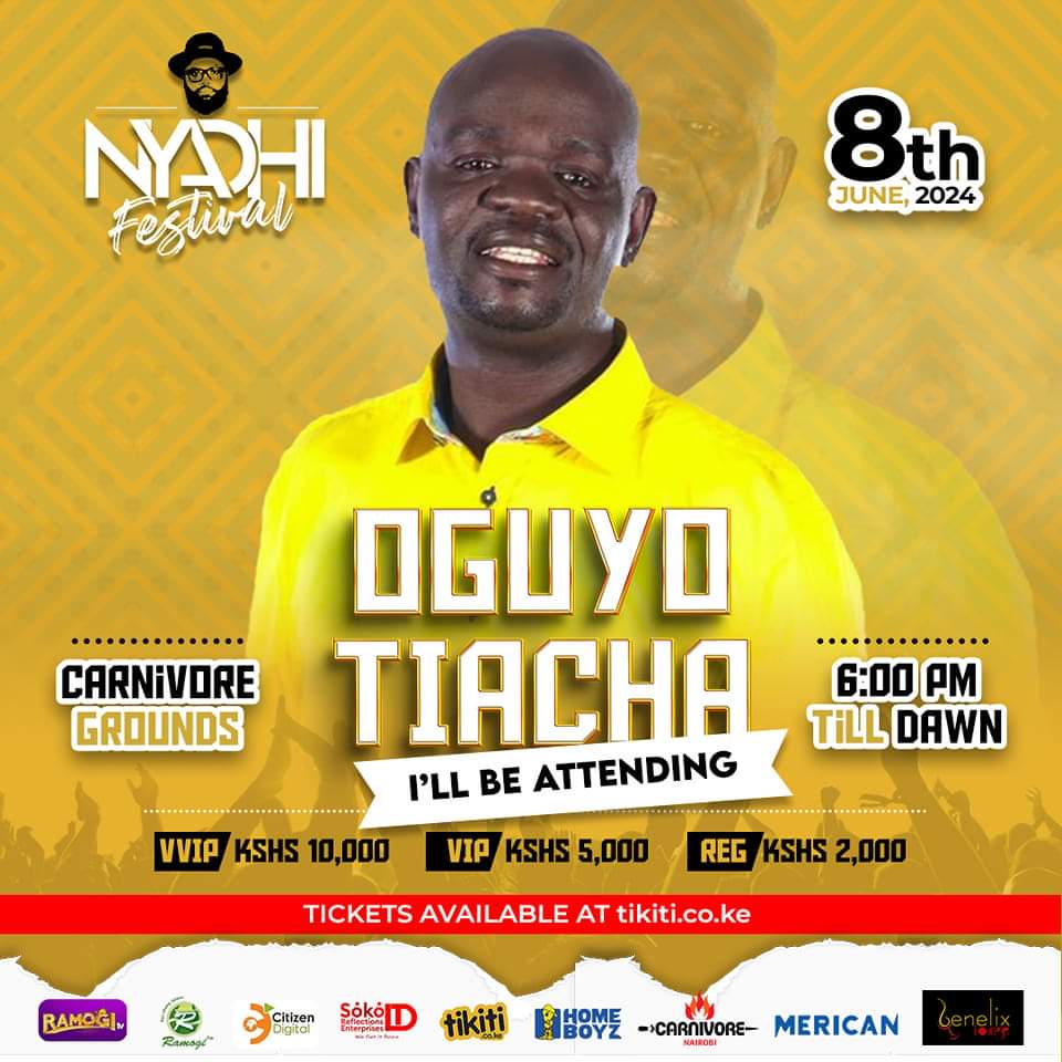 Budho en mar Wangwana lilo. Oguyo Wuon Nyota oyiego kendo owacho ni chieng'no okokal Bama.
#NyadhiFestival dhi bedo mapek Carnivore Grounds chieng' ngeso tarik 08/06/2024.
Johnny Junior komakore gi @RamogiFM kod @RamogiTVKe ounde kang'none.
Onere e saa machon
#NyadhiJohn
#Nyadhi