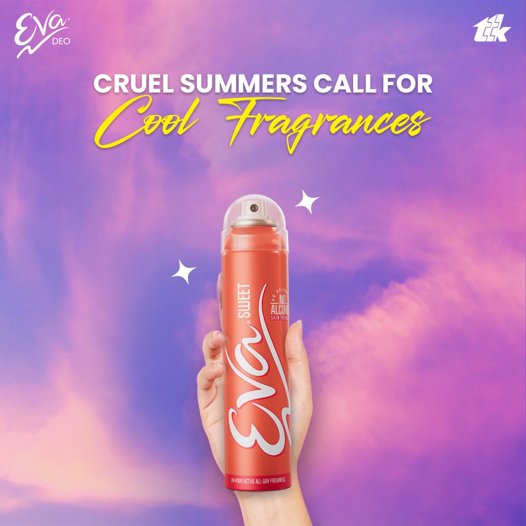 evadeo's tweet image. Summer heat got you down?  Worry not bestie! With Eva deodorants you will 'Never Go Out Of Style'! 

#EVA #EVAGirl #EVADeo #TaylorSwift #CruelSummer #Style #TaylorsVersion #summer #summervibes