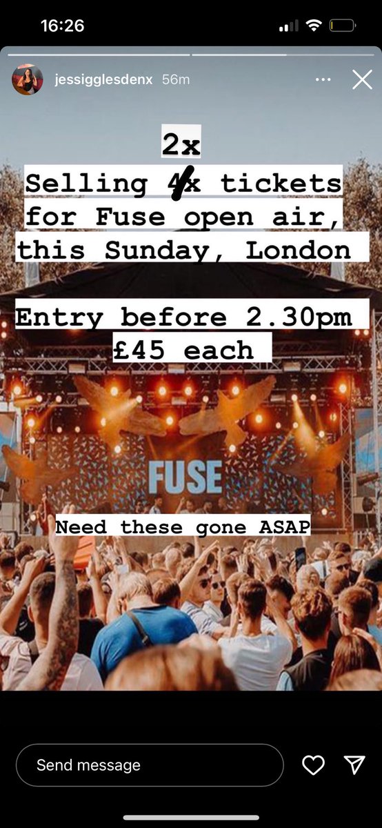 Fuse open air tickets x2 <a href="/jessee_leah/">jess igglesden</a>
