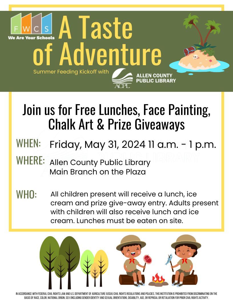 Our summer meal kickoff is going strong at the downtown Allen County Public Library. We hope to see you there to get your free lunch, play games and win prizes. #FreeLunch #SummerMealKickoff #FamilyFun