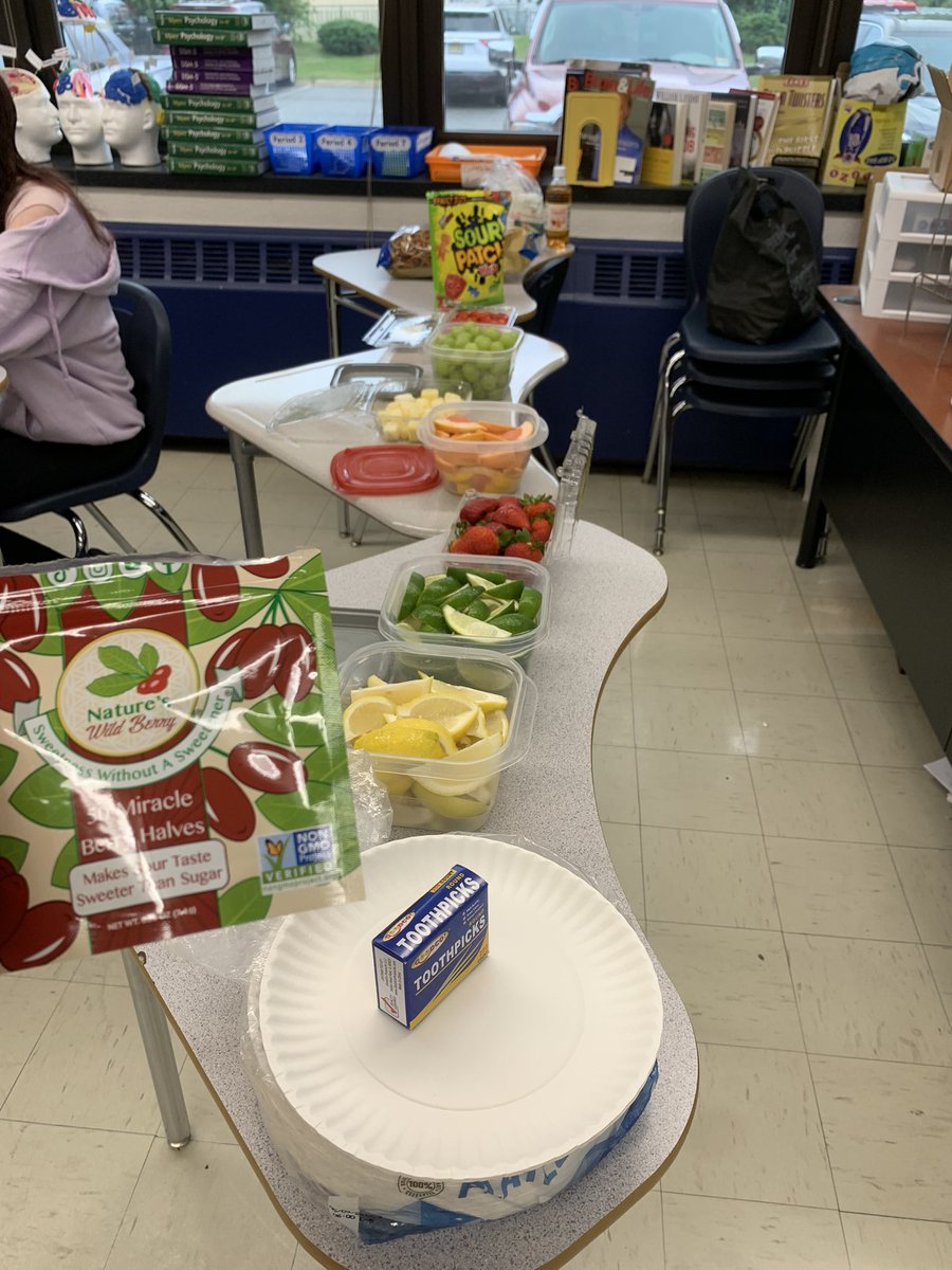 Miracle Berries are a type of fruit found in West Africa that make sour/acidic foods taste sweet! It turns into an agonist and activates the sweet receptors on the tongue to send instructions to the brain to perceive the taste as sweet.🍋🍓🍇 <a href="/RichHayzler/">Richard Hayzler</a> <a href="/pthsnation/">Pequannock Township High School</a>