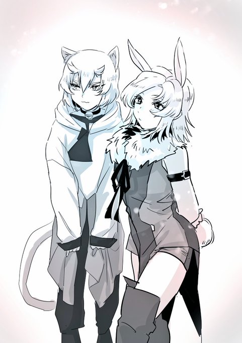 「animal ears monochrome」 illustration images(Latest)